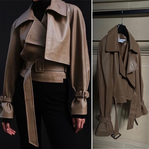 Nour Hammour | NWT SOLD OUT Hatti Leather Jacket in Sand - Size FR 34/US 2 - Picture 2 of 14